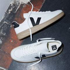 V-12 LEATHER WHITE BLACK DUNE